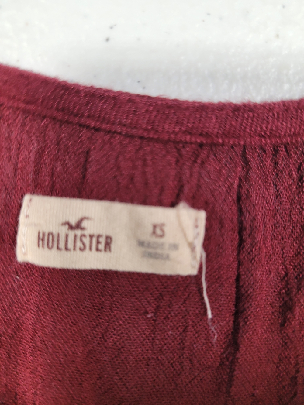 Hollister Burgundy Tie-Front Long Sleeve Tunic - Picture 2 of 3